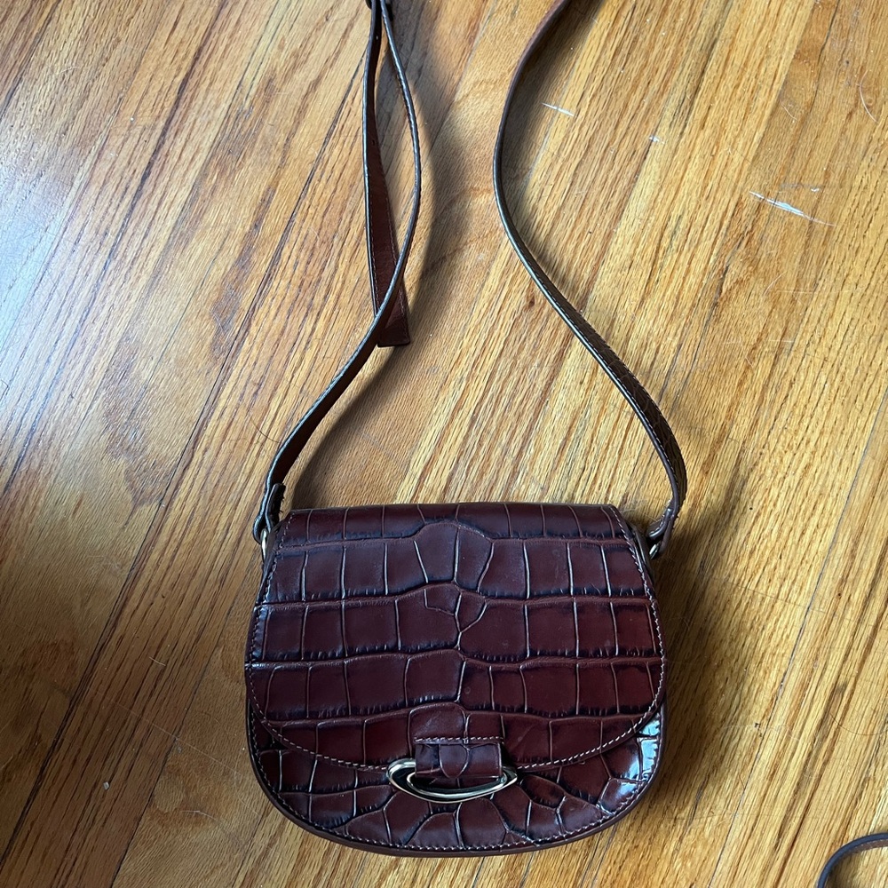 Elegant Brown Crocodile Pattern Crossbody Bag - &Other Stories